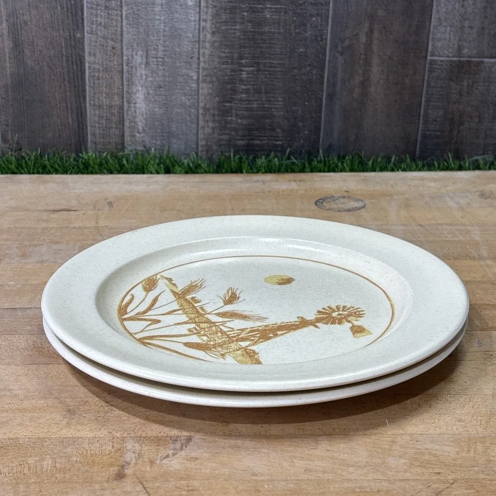 Vintage Anchor Hocking Windmill Ironstone Dinner Plates Set of 2 MCM USA